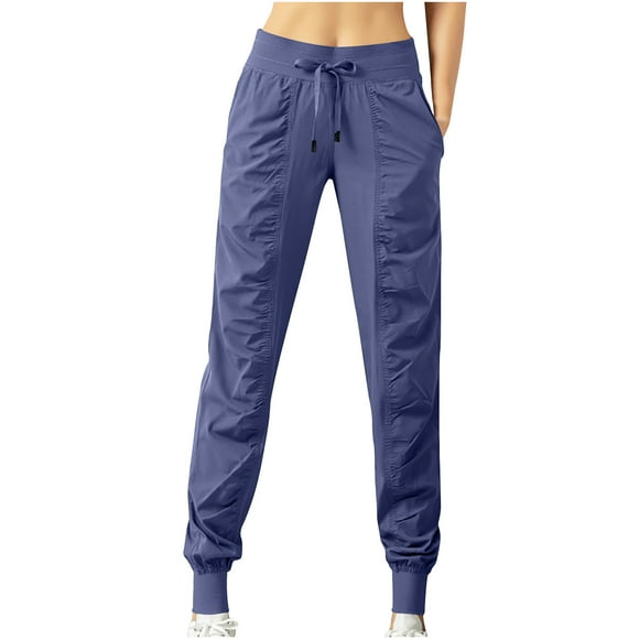 Women's Running Pants High Waisted Drawstring Quick Dry Jogger Sweatpants Casual Workout Sport Trousers with Pockets Ladies Clothes