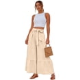 thumbnail image 3 of Dresfit Palazzo Pants for Woman Wide Leg Linen Beach Pant Summer 2026 Lounge Lightweight Slacks Stretch Cotton Boho Trousers with Pockets Beige M, 3 of 4