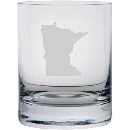 

Minnesota States Etched 10.25oz Crystal Rocks Whisky Glass
