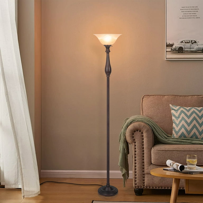 HonoDing Torchiere Floor Lamp with Glass Shade photo 3