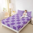 thumbnail image 4 of jejeloiu Modern Geometric Geometric Bed Sheets,Minimalist Buffalo Checkered King Sheets,Purple White Grid Sheet Set For Teens,Luxury Bedroom Decor,4-Piece, 4 of 7