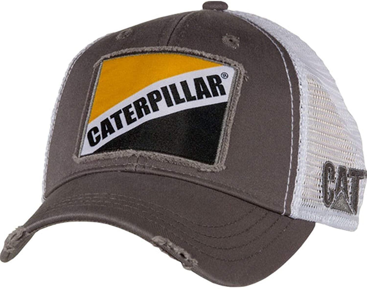 Caterpillar Cream and Red Cat Hat Cap with Brown Mesh Back 