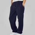 thumbnail image 3 of Teylalorva Boys Fleece Lined Joggers Elastic Waist Drawstring Side Pocket Warm Sports (4-15) Navy Size 4T, 3 of 6