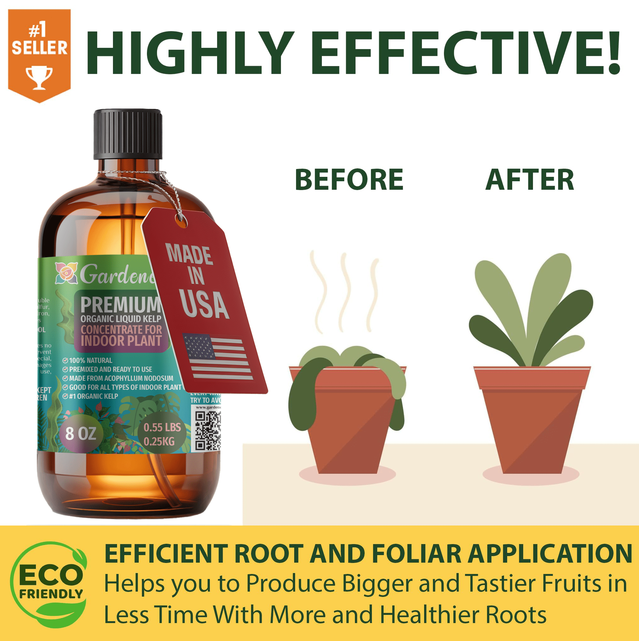 ⭐ GARDENERA Premium Organic Seaweed & Kelp Superfood for CITRUS TREES Plants - 32 oz - Liquid Kelp Fertilizer Concentrate (Makes 180 Gallons)
