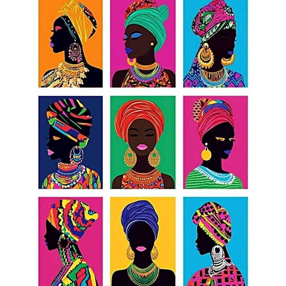 African Woman Portrait Decorative Painting/Canvas Art， Suitable for Living Room， Bedroom， Office， Hotel， Dining Room， Study Room， Hallway and Gallery Wall Decor.