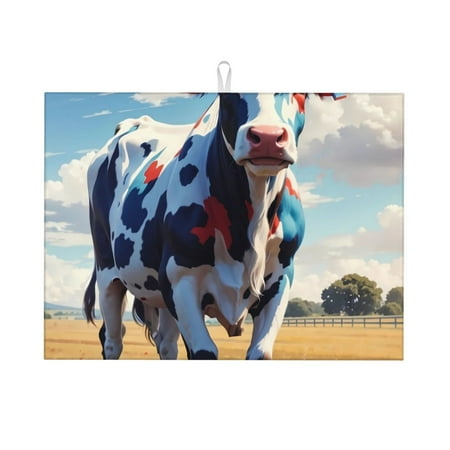 

Jgfou Colorful Cow Pasture Print Dish Drying Mat Large Dish Drying Mats for Kitchen Counter Easy Clean Dish Mat Kitchen Drying Mat 18 x24