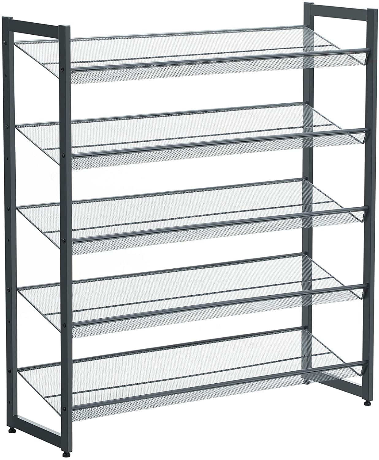 Songmics Stackable 5-Tier Shoe Rack, Metal, Cool Gray