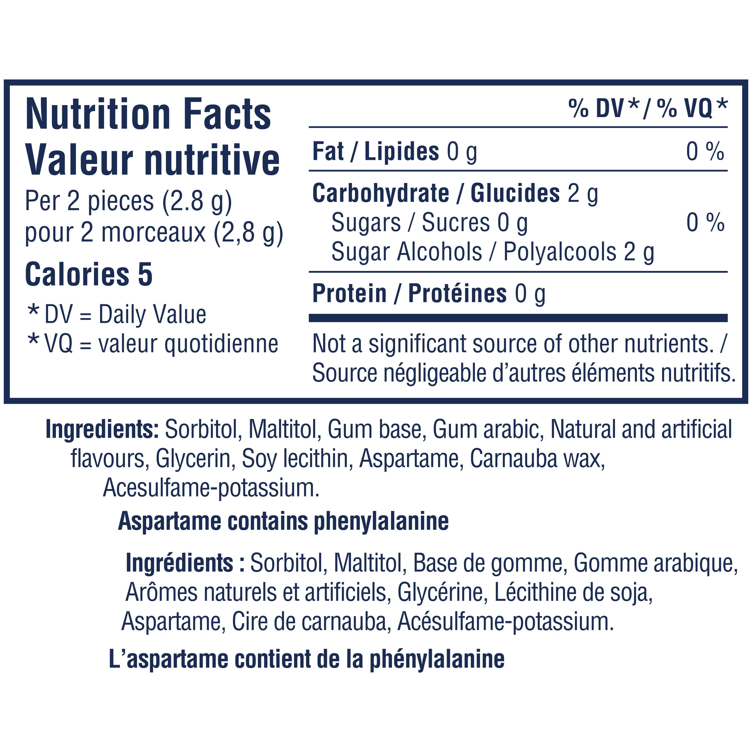 EXCEL, Menthe forte, gomme à mâcher sans sucre, 18 morceaux, 3 emb. Emballages de 3, 18 morceaux