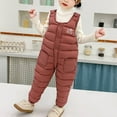 thumbnail image 2 of Odeerbi Toddler Boys Girls Clothes Winter Jumpsuit Baby Romper Children's Winter Down Cotton Pants Infants Openable Thickening Jumpsuit Pink 5-6 Years, 2 of 6