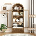 thumbnail image 4 of Blotout 75" Tall Arched Kitchen Pantry Storage Cabinet, Farmhouse Wood Pantry Arched Cabinet with Drawer, Glass Door and Load-Bearing Steel Pipe for Dining Room Living Room, 4 of 8