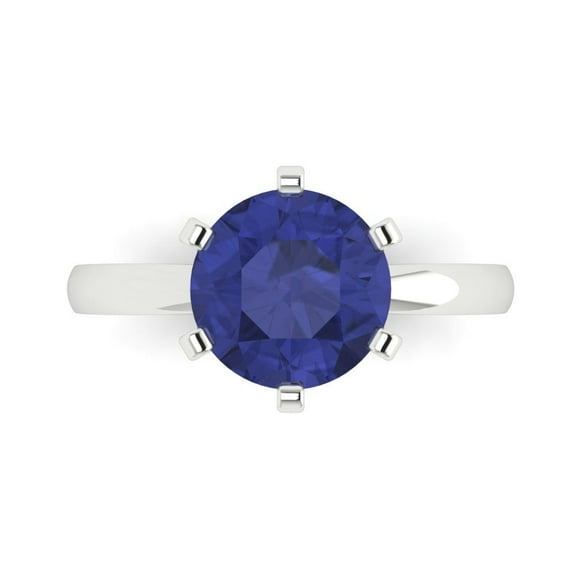 Clara Pucci 14K White Gold 3ct Tanzanite Solitaire Ring for Women