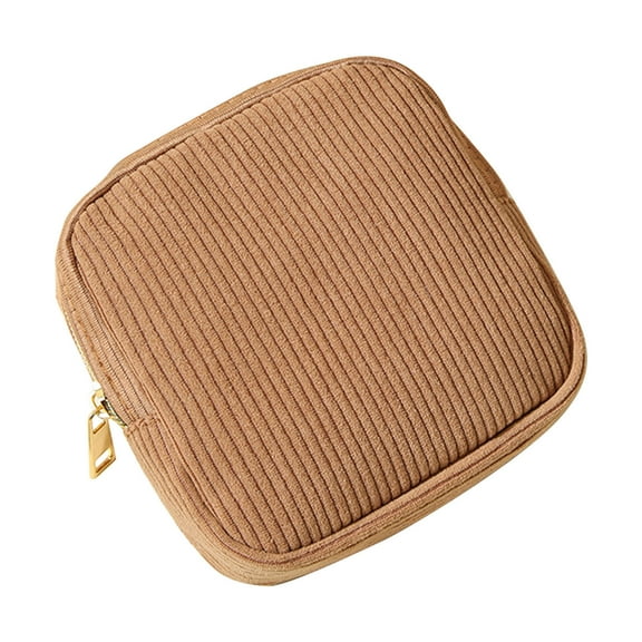 IMossad Small Makeup Bag for Purse – Mini Travel Cosmetic Pouch with Metal Zipper, Compact Corduroy Mini Makeup Bag for Cosmetics, Jewelry, Cables – Cute and Vintage Design