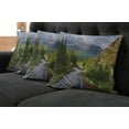 thumbnail image 2 of Ambesonne Nature Throw Pillow Cover 4 Pack, Mountain Landscape Road, 18", Green Grey Brown, 2 of 6