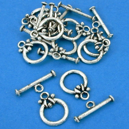 Round Ball Clasp - Round Toggle Clasp Antique Silver Plated 18mm Approx 10