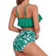 thumbnail image 4 of Soidarity Traje de baño dividido para mujer, traje de baño con volantes y tirantes Chinlon, ropa interior estampada para vacaciones, traje de playa, Deportes acuáticos Verde SG Soidarity OD021142-04, 4 of 6