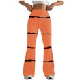 thumbnail image 2 of SELONE Orange Plus Size Flared Leggings Women Mid Waist Gym Leggings Full Length Summer Pants Curvy Casual Long Bootcut Vacation Pants Pull on Striped Yoga Lightweight Comfy M Breathable Beach Pants, 2 of 7