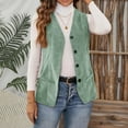 thumbnail image 5 of WMTBSRSW Corduroy Blazer Vest for Women Fashion V Neck Sleeveless Coat Lightweight Button Down Cardigan Jackets Fall Outwear Mint Green Medium, 5 of 8