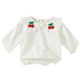 thumbnail image 2 of Bnwani Long Sleeve Toddler Shirts Girls Cotton White Crew Neck Solid Lace Tops 12-24 Momths, 2 of 3