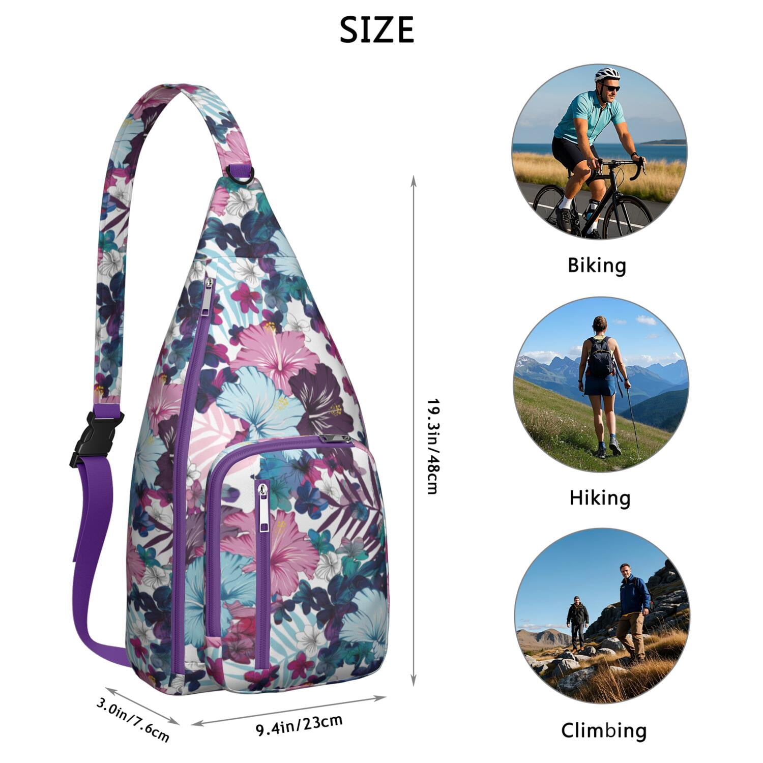 Lightweight Waterproof Sling Bag with Sunflower Pattern for Women