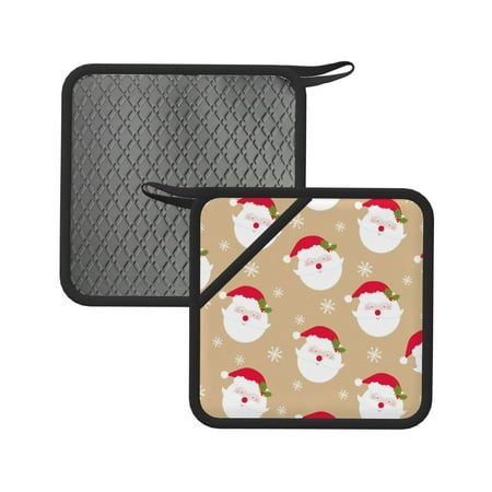 

2pcs Silicone Anti-Hot Hot Pads Oven Mitts Heat Resistant Pot Holders With Pockets Non Slip Oven Glove Potholder For Kitchen Cooking Bbq Baking 7.1in Christmas Pattern Cute Santa Head