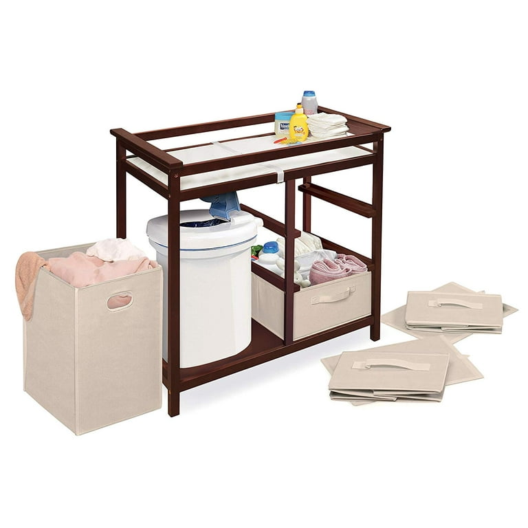 Badger Basket Modern Changing Table with Three Baskets Hamper