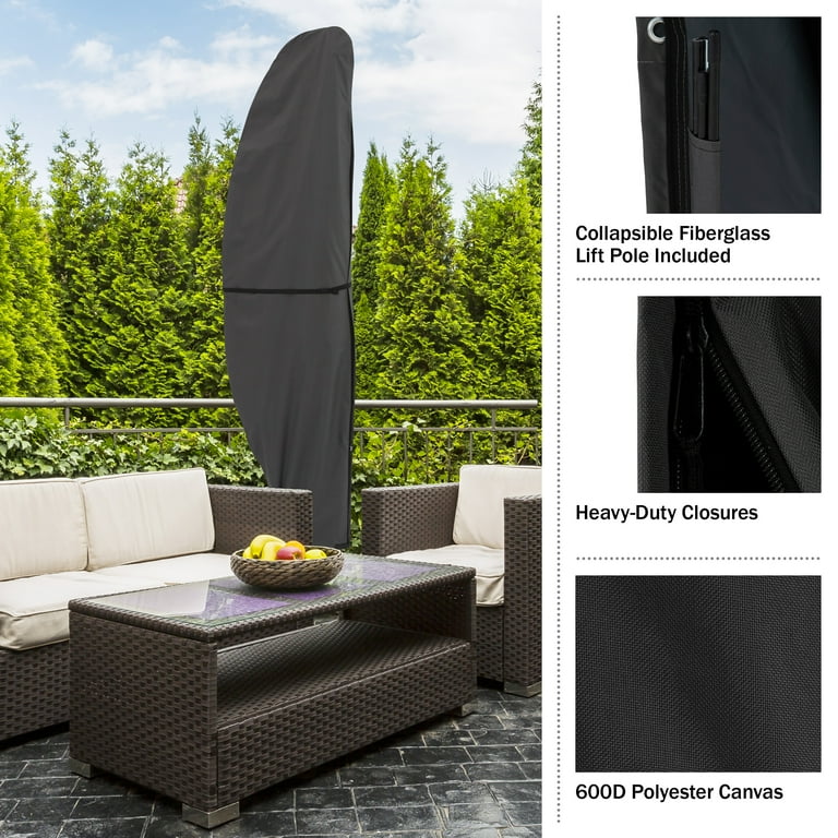 canvas covers for patio umbrellas Napa Square Umbrella | Weather-Resistant Shade Made in Mexico 10 Round Sunbrella Canvas Flax Outdoor Patio Umbrella Cover Pure Garden Heavy-Duty Waterproof Offset