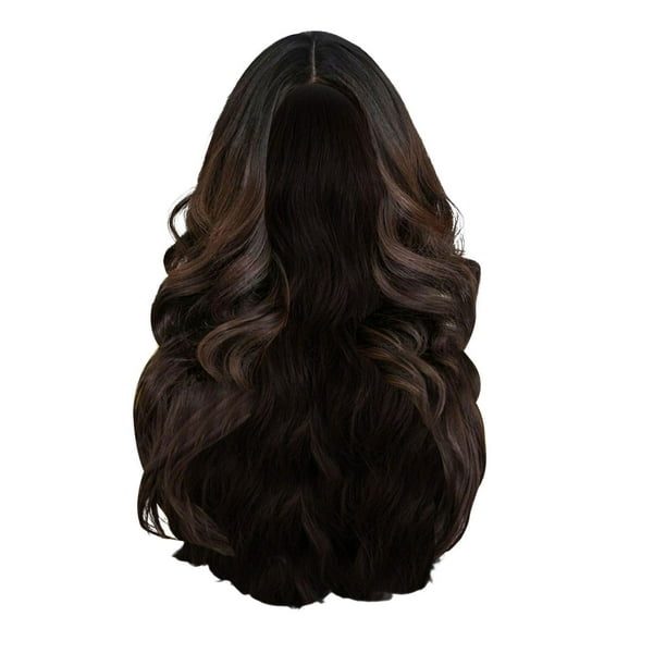 Peluca Ondulada, Cabello Largo Y , Accesorios para Pelucas, Fibra de Moda Esponjosa, Onda Corporal, Peluca Sintética, Pelucas Realistas para Usa Marrón Yinane Peluca ondulada