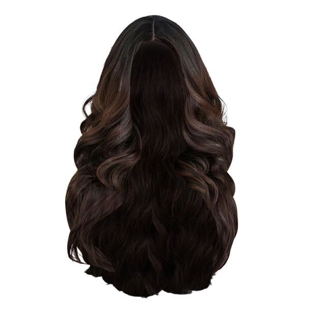 Peluca Ondulada, Cabello Largo Y , Accesorios para Pelucas, Fibra de Moda Esponjosa, Onda Corporal, Peluca Sintética, Pelucas Realistas para Usa Marrón Yinane Peluca ondulada