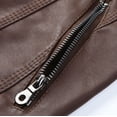 thumbnail image 4 of HJYCHN Leather Jacket Women Solid Color Hooded Zipper Pocket Long Sleeve Slim Fit Motorcycle Coat Short Punk Outerwear Coats for Women Coffee XXXXXL, 4 of 6