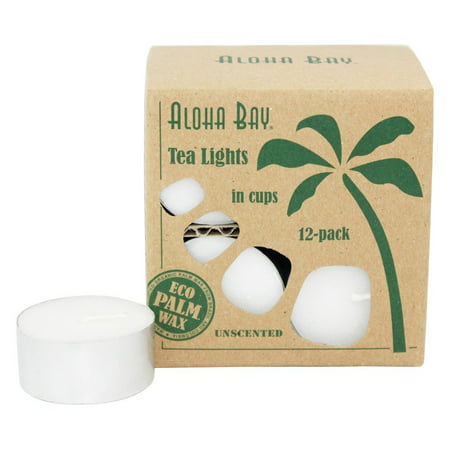 Aloha Bay Palm Wax Tea Lights with Aluminum Holder - 12 (Best Wicks For Palm Wax)