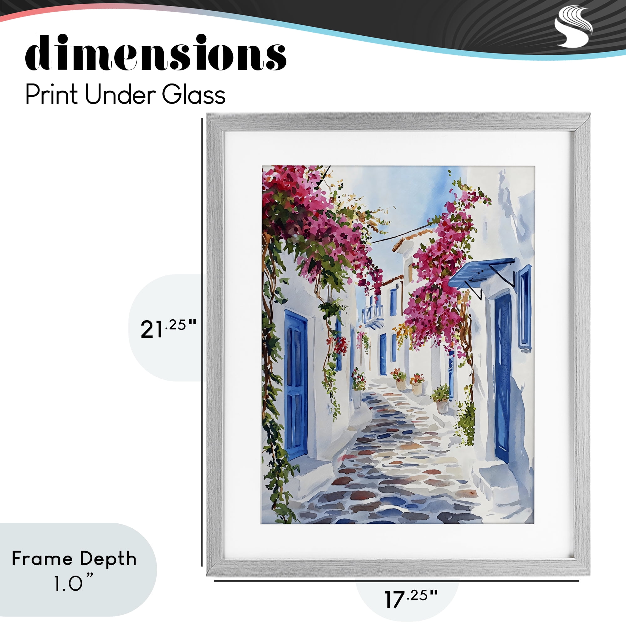 Stupell Industries Santorini Stone Street Pathway Gray Framed Print Under Glass, design by LSR Design Studio