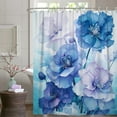 thumbnail image 3 of Light Blue Shower Curtain for Bathroom Rose Floral Shower Curtain Set with Hooks Abstract Pale Pink Flowers Bathtub Decor Waterproof Fabric Curtains 72x72inches, 3 of 13