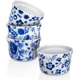 thumbnail image 1 of Maison Neuve 4pc Oven Safe Ramekin Set, 8 oz, Hand-Painted Blue and White Decorative Small Bowls, Ceramic Baking Dishes, Ramekins with Decal Artwork, 1 of 7