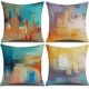 thumbnail image 1 of Set of 4 Cushion Covers 45x45cm, Modern Fashion Decorative Cotton and Linen Sofa Pillow Case for Sofa Bed Bedroom Chair Garden, 1 of 5