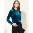 thumbnail image 3 of INSPIRE CHIC Chemisier en Velours à Col Pointu avec Poche pour Femmes Bleu Royal m, 3 of 5