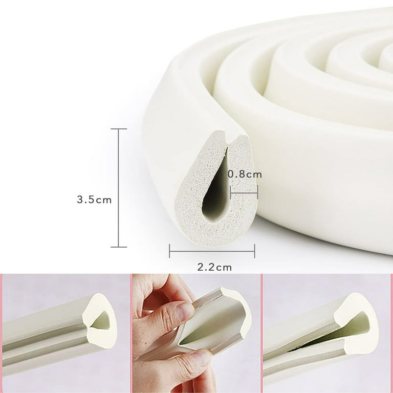 YHDSN U Shape Glass Table Protector Bumper 6.5 ft Extra Soft Thick Round  Furniture Desk Edge & Corner Cushion Protectors Foam Baby Kids Safety  Bumper Guard (Rice white) 
