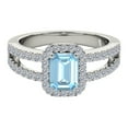 thumbnail image 3 of AoneJewelry 2 Cttw Emerald Cut Natural Aquamarine and Diamond Ring In 10K Solid White Gold (I-J, I1-I2) Gemstone Emerald Cut Natural Diamond Aquamarine, 3 of 5