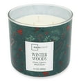 thumbnail image 5 of Mainstays 3-Wick Winter Woods Scented Candle with a Green Garland Toss Scene Wrap, 13-Ounce, 5 of 6