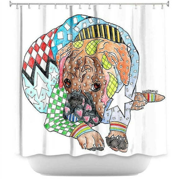 Shower Curtains - DiaNoche Designs - Boxer Dog White