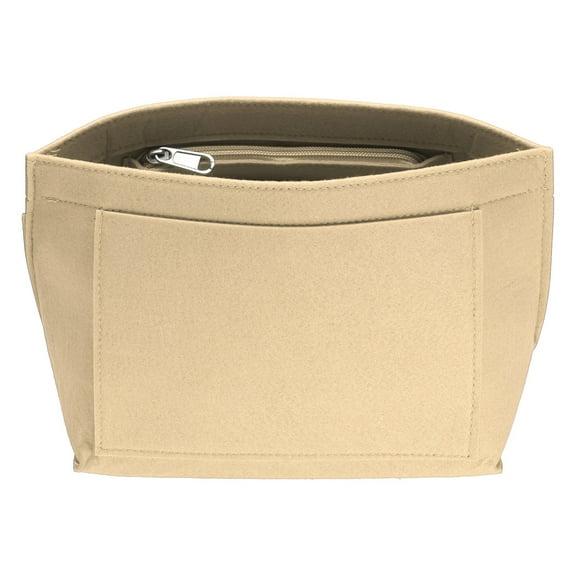 Uxcell Purse Organizer Insert, Small Felt Handbag Organizer Bag Storage & Finishing Inner Bag Liner with Zipper for Chic Backpack Tote Shoulder Bags, Beige