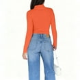 thumbnail image 5 of Women's Mock Turtle Neck Tops Thermal Underwear Tops Winter Undershirt T-Shirts Long Sleeve Shirts Slim Fitted Tops Lightweight Pullover Tees Thermal Layering Tops Turtleneck Shirt Orange S, 5 of 7
