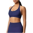 thumbnail image 2 of AherBiu Sports Bras for Women Halter Crewneck Low Cut Hollow Back Stretch Athletic Workout Yoga Bra Tank Tops, 2 of 9