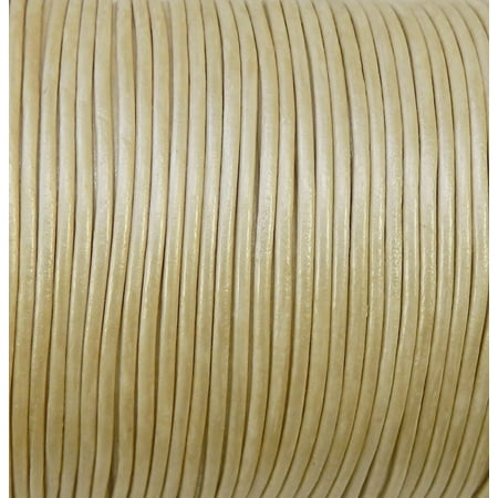 - Imported India Leather Cord 2mm Round 5 Yards Metallic Cream 2