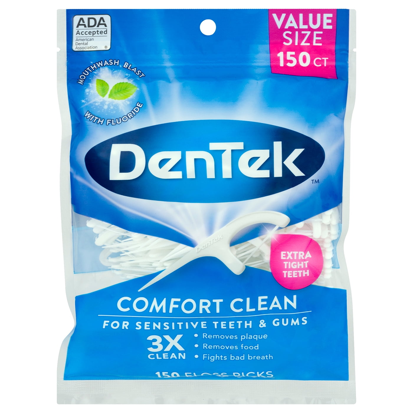 Dentek Comfort Clean Floss Picks Silky Comfort Floss 150 Count