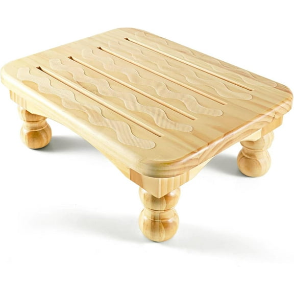 Solid Wood Bed Step Stool Super Large/Bedside Steps for High Beds/Solid Wood Super Sturdy Hold Up to 500 LBS (Natural Finish)