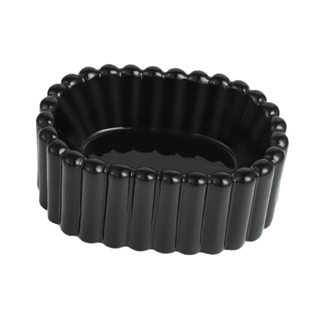 Bandeja de cerámica para guardar joyas, porta baratijas, cuenco creativo multiusos para llaves, adornos para el hogar, oficina, regalos de cumpleaños Negro