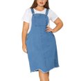 thumbnail image 1 of GRACE & GRANDEUR Robe Salopette pour Femmes Grande Taille Effilochée à Bretelles Ajustables Ourlet Irrégulier Robe en Denim Bleu Pâle 2X, 1 of 5