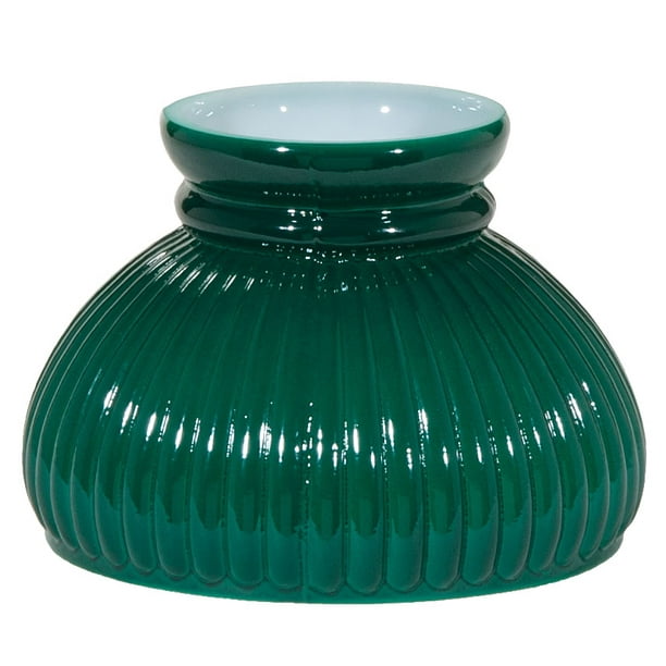 B&P Lamp® 6" Dark Green Cased Glass Ribbed Student Lamp Shade for