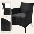 thumbnail image 4 of Renwick Wicker Rattan Coffee Table and Two Chairs Patio Conversation Set, Black, 4 of 8