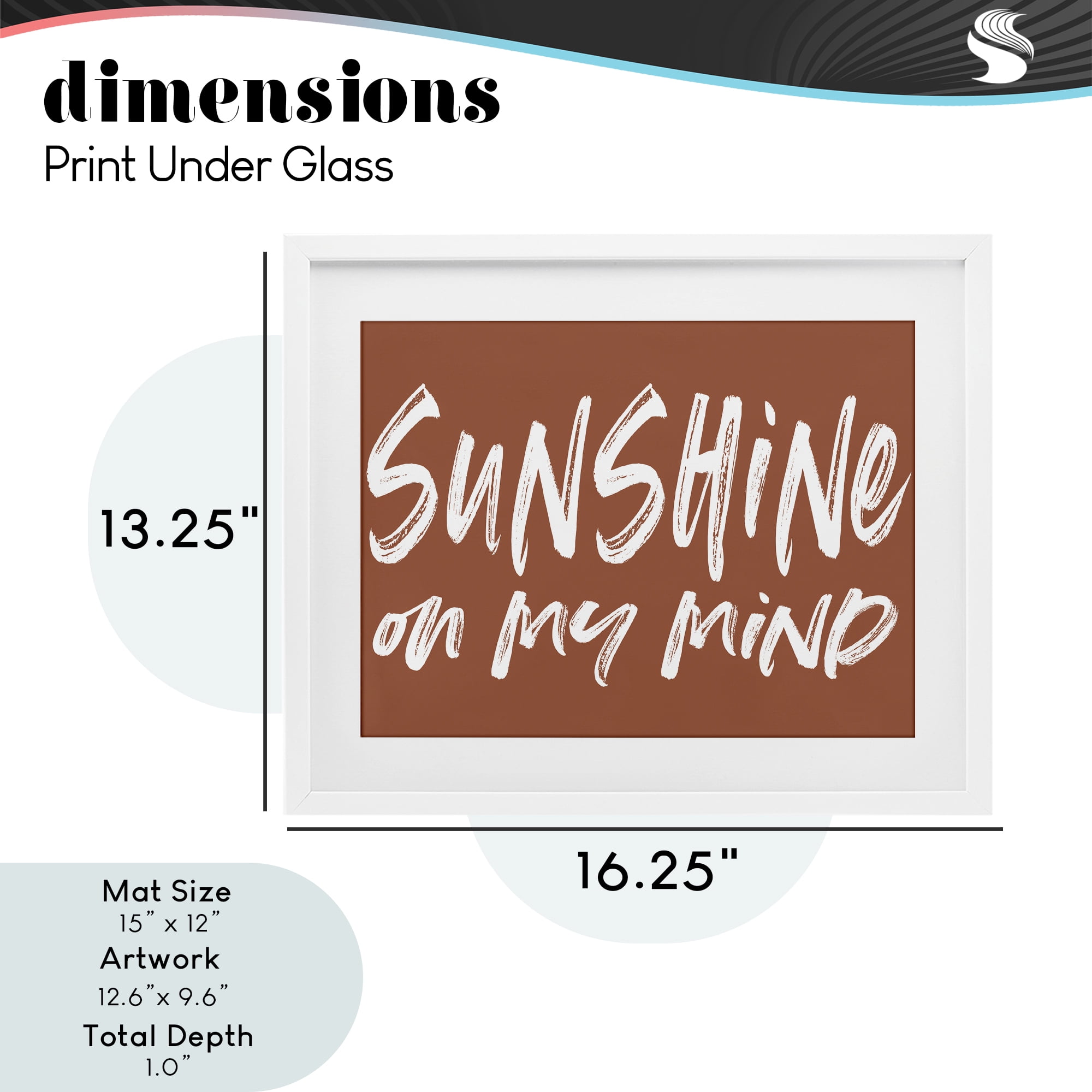 Sunshine State Of Mind Brown White Framed Print Under Glass, design by Lettered and Lined